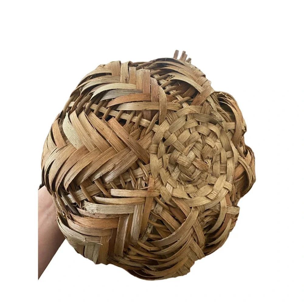 New Pottery Barn Decorative Rattan pumpkin MEDIUM wooden Thanksgiving Halloween